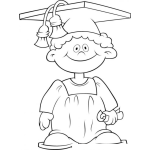 Dibujo para colorear Colorear Chico Con Diploma Birrete Y Toga De Graduacion Ideal Para Una Tarjeta Para Un Recien Graduado