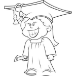 Dibujo para colorear Colorear Chica Con Diploma Birrete Y Toga De Graduacion Ideal Para Una Tarjeta Para Una Estudiante Recien Graduada