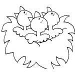 Dibujo para colorear Pajaritos En Su Nido Hambrientos Para Pintar Y Colorear