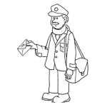 Dibujo para colorear Dibujo De Un Cartero Entregando Una Carta Para Pintar Y Colorear