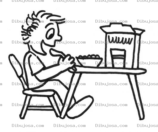 Dibujo para colorear Nino Desayunando Ceral Con Leche Dibujo Para Imprimir Pintar Y Colorear