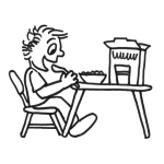 Dibujo para colorear Nino Desayunando Ceral Con Leche Dibujo Para Imprimir Pintar Y Colorear