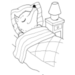 Dibujo para colorear Dibujo De Lobo Durmiendo En Su Cama Para Pintar Y Colorear