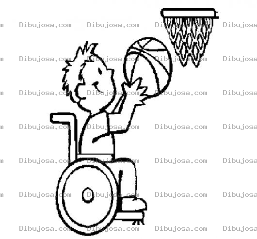 Dibujo para colorear Dibujo De Nino Jugando Basquetbol En Silla De Ruedas En Olimpiadas Especiales