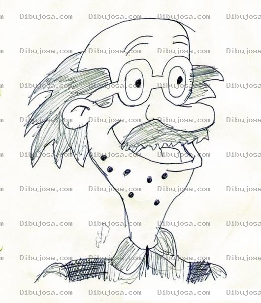 Dibujo para colorear Profesor Bigotudo Con Lentes Sin Pelo Y Con Granos En La Cara Para Pintar Y Colorear