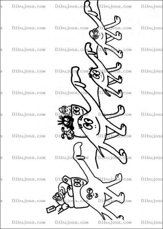 Dibujo para colorear colorear la familia de barbapapa como camellos