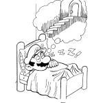 Dibujo para colorear Dibujo De Mario Bros Durmiendo Sonando Con Llegar Al Castillo Para Pintar Y Colorear