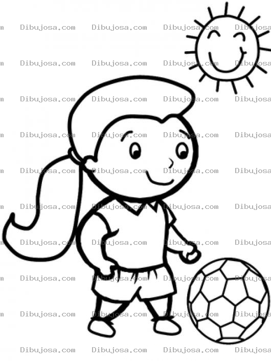 Dibujo para colorear Dibujo De Nina Con Pelota De Futbol Bajo El Sol Para Pintar Y Colorear