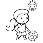 Dibujo para colorear Dibujo De Nina Con Pelota De Futbol Bajo El Sol Para Pintar Y Colorear