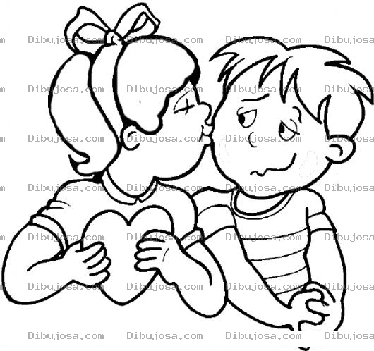 Dibujo para colorear Mi Primer Beso Para Pintar Y Colorear