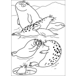 Dibujo para colorear pintar a barbapapa con las focas