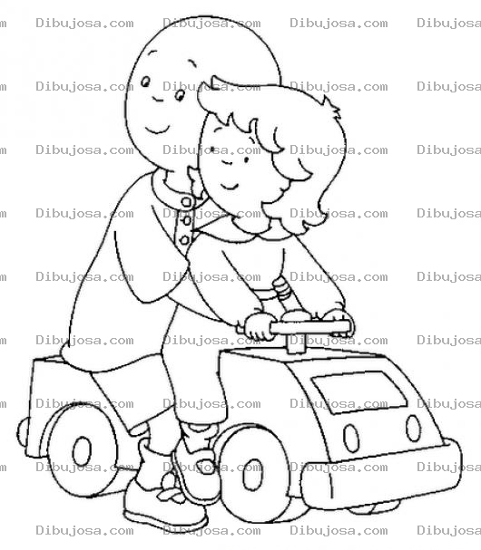 Dibujo para colorear Dibujo De Calliu Con Rosi Jugando En Un Carrito De Juguete Para Pintar Y Colorea A Cayiu Cayu Callu Kayu Kallur