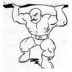 Dibujo para colorear Dibujo De Hombre Fuerrte Levantando Una Roca Para Colorear