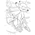 Dibujo para colorear Colorear a bambi patinando con conejo