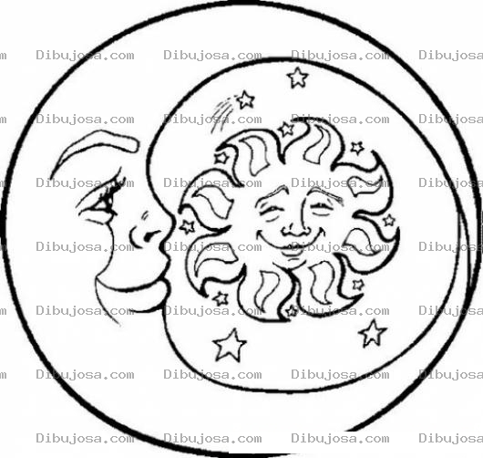 Dibujo para colorear Sol Y Luna Para Pintar Y Colorear A La Luna Y El Sol
