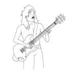 Dibujo para colorear Dibujo De Angus Young Con Su Guitarra Electrica Para Pintar Y Colorear