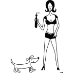 Dibujo para colorear Perro Salchica Flaco Y Delgado Con Mujer Flaca Y Delgada Tomando Soda De Dieta Para Pintar Y Colorear