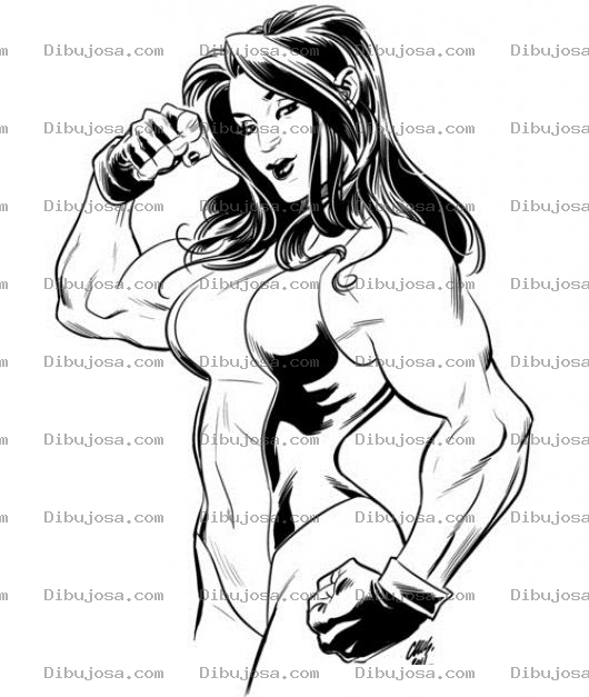 Dibujo para colorear Dibujo De Shehulk Mujer Fuerte Y Musculosa Para Pintar Y Colorear A She Hulk Shehulck