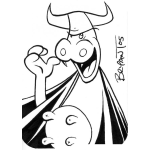 Dibujo para colorear Super Vaca Para Pintar Y Colorear A Supervaca Vestida De Vaca Vampiro Vapa Dracula Vaca Con Capa Y Colmillos Mostrando Las Ubres