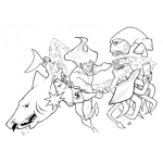 Dibujo para colorear Dibujo De Ulises Matando En El Mar Al Tiburon Nazi Pescado Nazi Y Pulpo Nazi Para Pintar Y Colorear