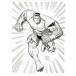 Dibujo para colorear Super Heroe Musculoso Ocn Traje De Hombre Arana Para Colorear