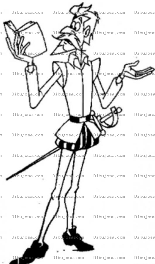 Dibujo para colorear Dibujo De Don Quijote De La Mancha Leyendo Un Libro