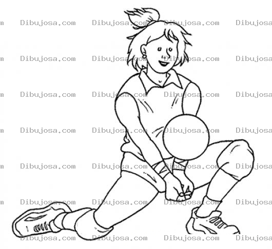 Dibujo para colorear Mujer Jugando Voleibol Para Colorear