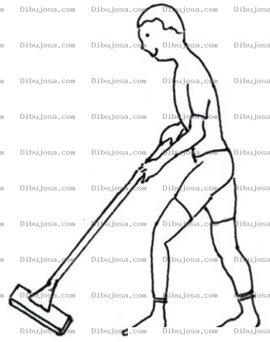 Dibujo para colorear Dibujo De Hombre Aspirando O Trapeando El Piso