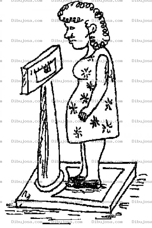 Dibujo para colorear Mujer Pesandose En Una Balanza O Pesa Para Pintar Y Colorear
