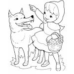 Dibujo para colorear Dibujo De Caperucita Roja Hablando Con El Lobo Para Colorear