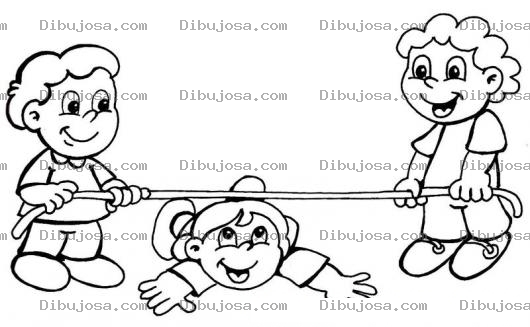 Dibujo para colorear Ninos Jugando Con Una Cuerda Para Pintar Y Colorear