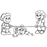 Dibujo para colorear Ninos Jugando Con Una Cuerda Para Pintar Y Colorear