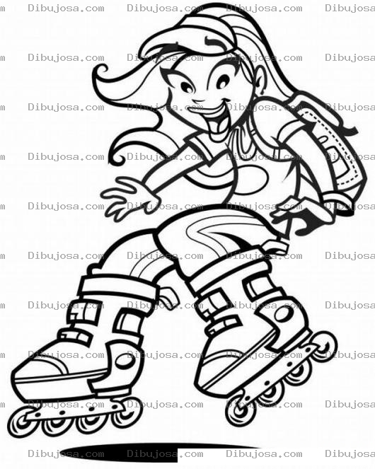 Dibujo para colorear Dibujo De Ninas Con Patines De Una Fila Para Pintar Y Colorear