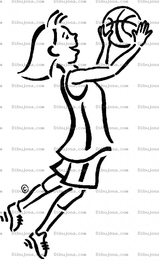 Dibujo para colorear Dibujo De Mujer Lanzando Una Pelota De Basquetbol