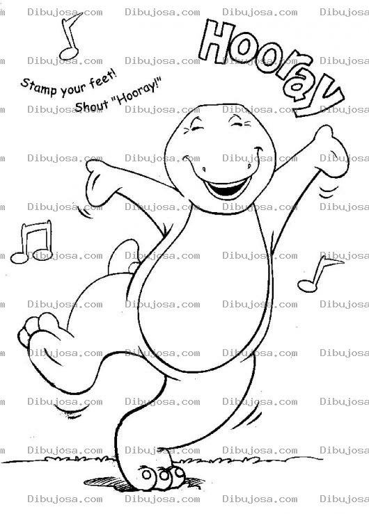 Dibujo para colorear Colorear a Barney feliz