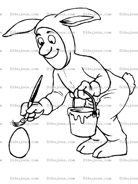 Dibujo para colorear Dibujo De Un Hombre Con Disfraz De Conejo Pintando Un Huevo De Pascua