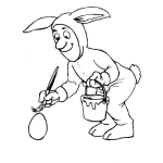 Dibujo para colorear Dibujo De Un Hombre Con Disfraz De Conejo Pintando Un Huevo De Pascua