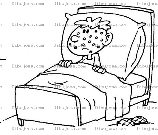 Dibujo para colorear Dibujo De Nino Enfermo En Cama De Sarampion O Varisela O Salpudio Para Pintar Y Colorear