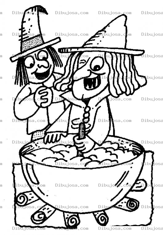 Dibujo para colorear Brujitas Tenebrosas Para Pintar Y Colorear Un Caldo Tenebroso