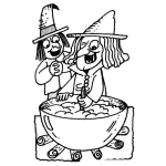 Dibujo para colorear Brujitas Tenebrosas Para Pintar Y Colorear Un Caldo Tenebroso
