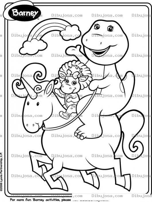 Dibujo para colorear Colorear a Barney a caballo