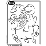 Dibujo para colorear Colorear a Barney a caballo