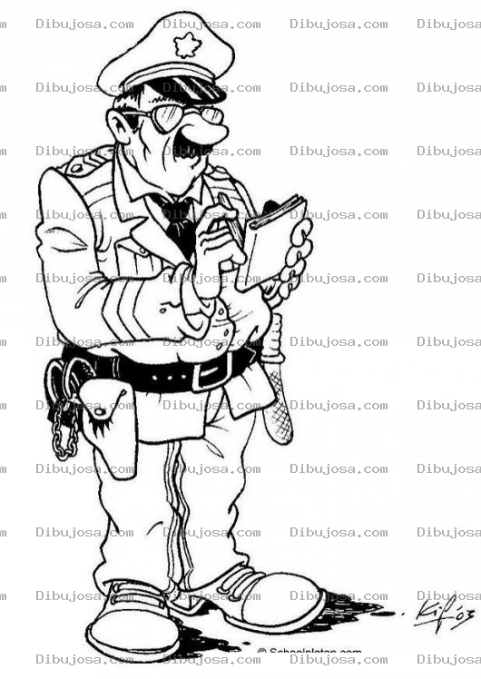Dibujo para colorear Dibujo De Policia Poniendo Una Remision De Transito Para Colorear