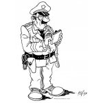 Dibujo para colorear Dibujo De Policia Poniendo Una Remision De Transito Para Colorear