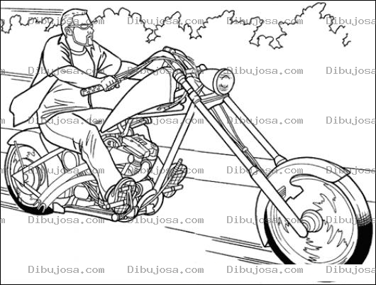 Dibujo para colorear Colorear Hombre En Harlet Davidson Dibujo De Moticicleta Chopper Tipo Renegado
