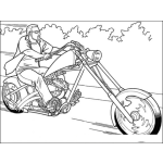 Dibujo para colorear Colorear Hombre En Harlet Davidson Dibujo De Moticicleta Chopper Tipo Renegado