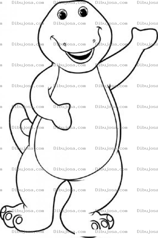 Dibujo para colorear Colorear a Barney saludando