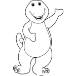 Dibujo para colorear Colorear a Barney saludando