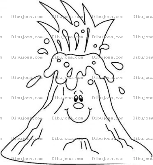Dibujo para colorear Dibujo De Volcan En Erupcion De Lava Para Pintar Y Colorear