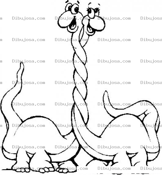 Dibujo para colorear Colorear Dinosaurios Enamorados Con Los Cuellos Trenzados Haciendo Una Trenza Con Sus Pescuezos
